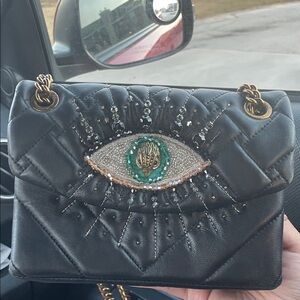 Black Quilted Eye-Embellished Shoulder Bag - Kurt Geiger